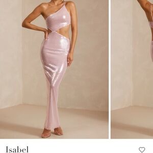 Pink Sequin One-Shoulder Dress